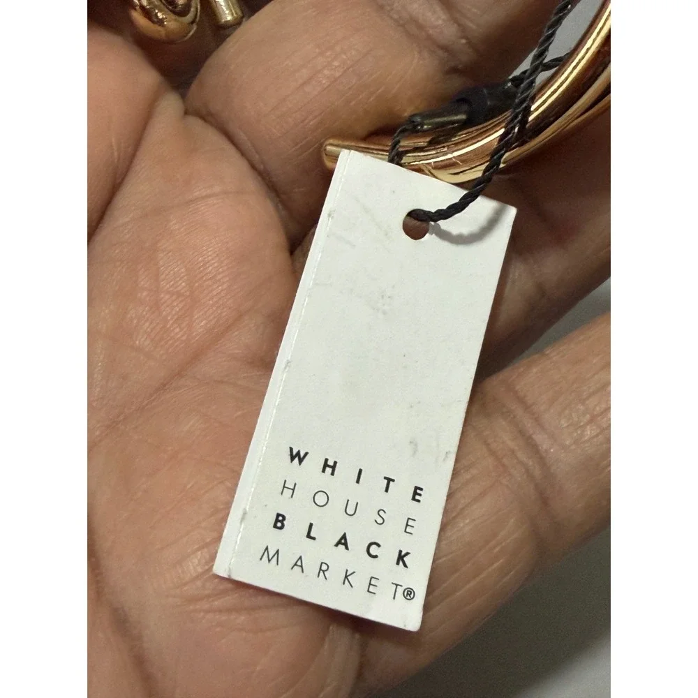 White House Black Market Cuff Bracelet Womens Gold‎ Tone Triple Row Layered